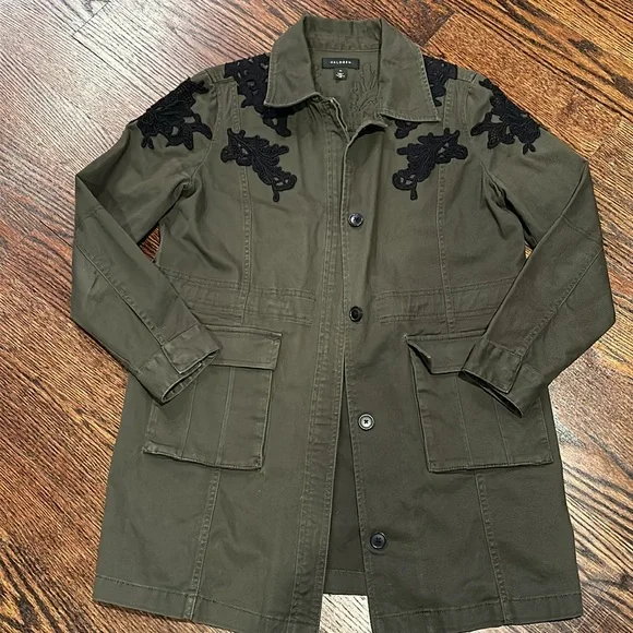 Halogen Long Cargo Jacket, Army Green, Size Medium (179) - Picture 7 of 13